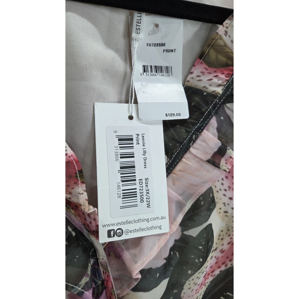 Estelle Leonie Lily Dress‎ 3X 22W Floral Wrap Midi NWT Plus Size $129 - Picture 7 of 7